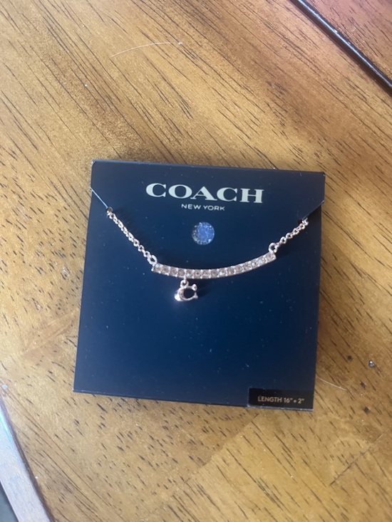 Coach Jewelry - Coach Rose Gold Crystal Bar Necklace